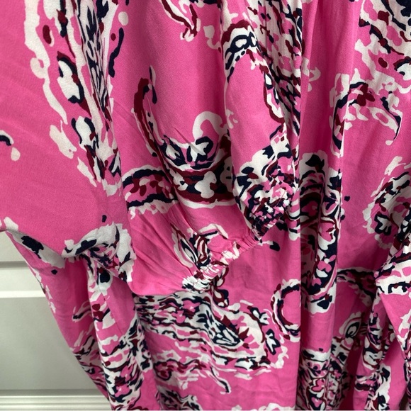 Crown & Ivy Bright Pink Paisley Flowy Bohemian Peasant Sleeve XL Extra Large Top - Picture 6 of 6